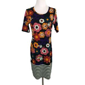LuLaRoe Shift Dress Knee Length Scoop Neck Sz Medium Short Sleeves Floral